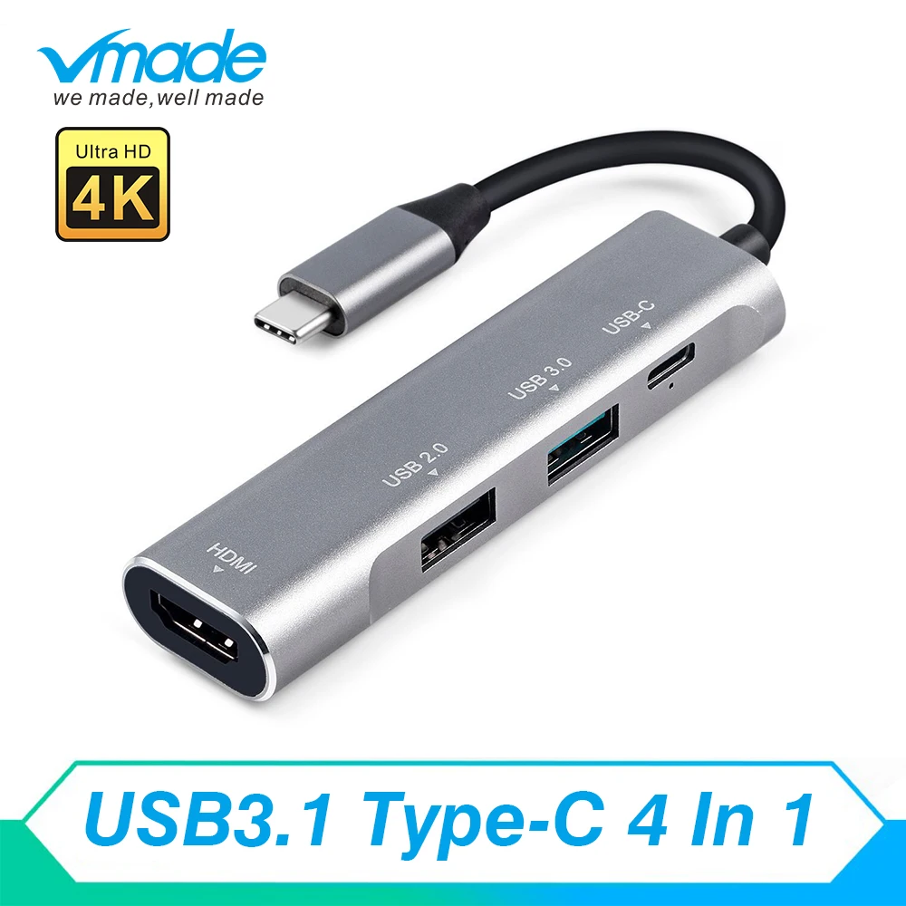 

4 in 1 USB C HUB to HDMI USB C 3.1 HUB Thunderbolt 3 Adapter for MacBook Samsung Galaxy S9 Huawei P20 Mate 20 Pro Type C USB HUB
