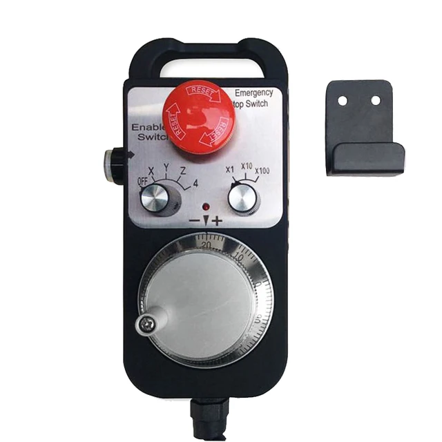 CNC Pulse Generator 4 Axis MPG Pendant Handwheel & Emergency Stop, manual pulse generator for Siemens, MITSUBISHI, FANUC.etc, 5V