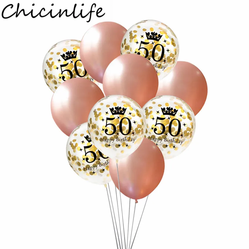 Chicinlife 12 дюймов Rosegold 30 40 50 лет конфетти воздушные шары для взрослых с днем рождения Юбилей шары Декор поставки