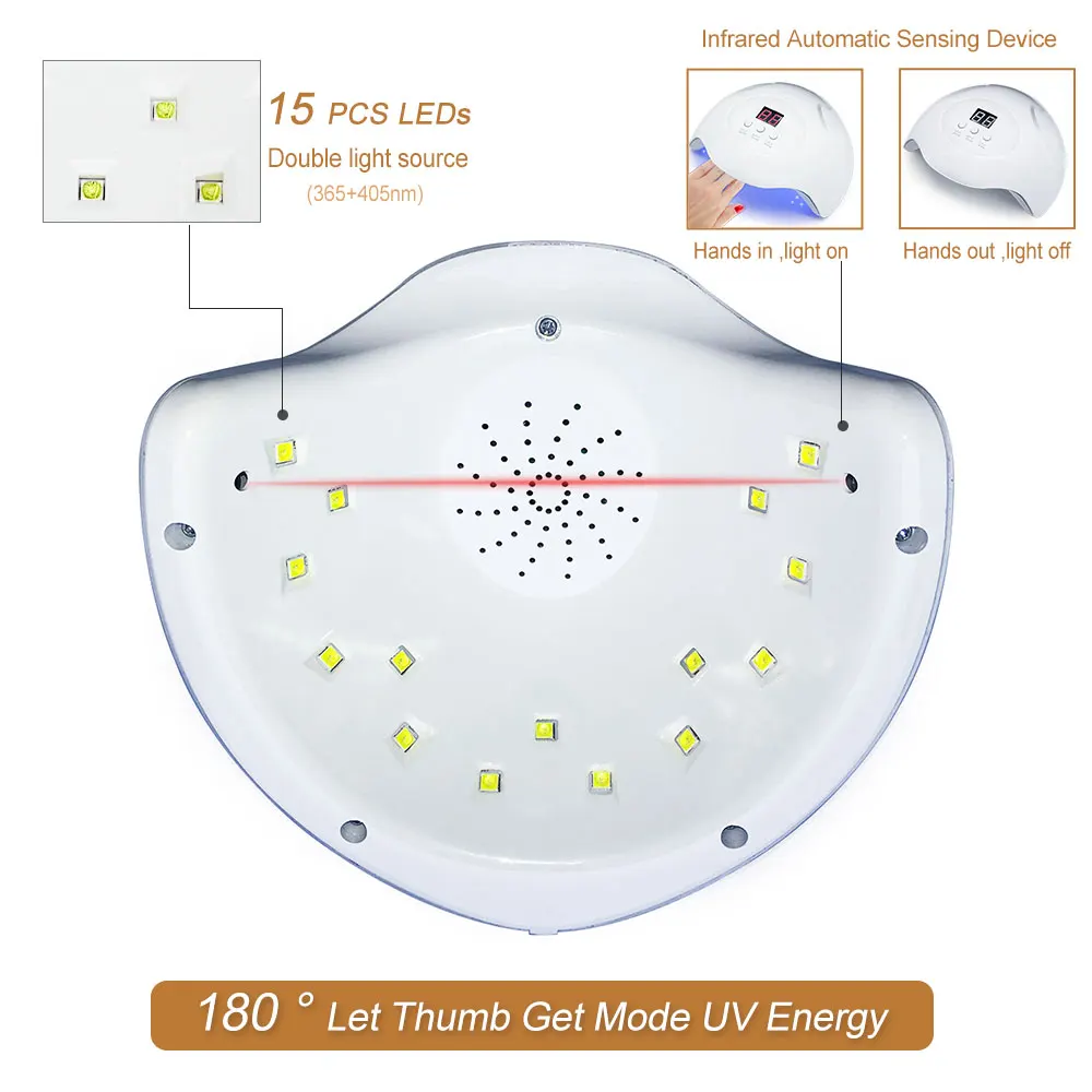  LKE SUN X7 UV LED Nail Lamps For 15 Leds Curing Gel Portable USB Cable With Automatic Sensor 3 Time