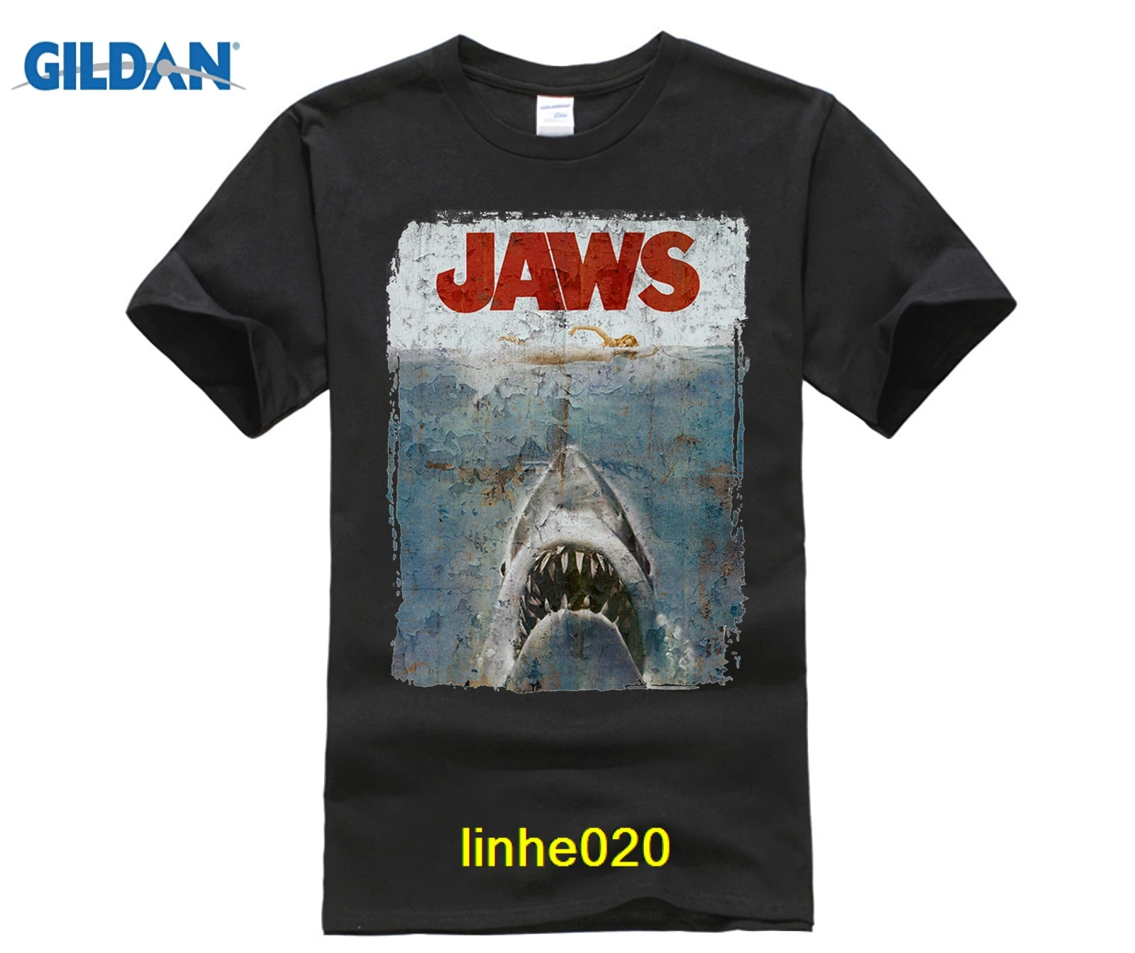 

funny men cotton t shirt Men sporter t shirts JAWS DISTRESSED SPIELBERG RETRO MOVIE POSTER sporter t shirts