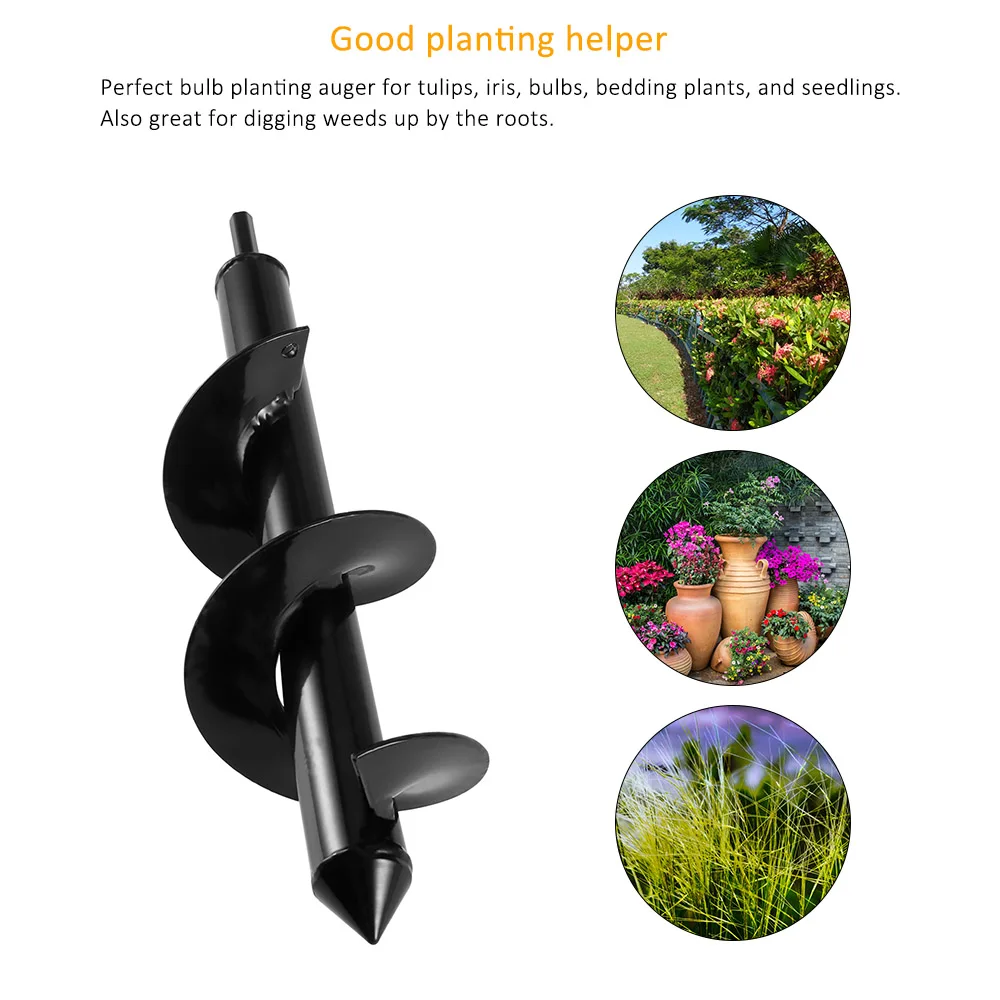 

Garden Auger Spiral Drill Bit Roto Flower Planter Bulb Shaft Drill Auger Yard Gardening Bedding Planting Hole Digger Tool