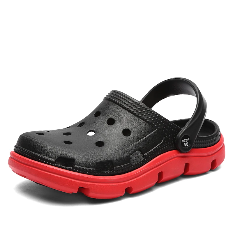 Мужская повседневная обувь летние сандалии мюли Сабо легкие дышащие пляжные тапочки мужская водонепроницаемая обувь полый желе chaussure homme Тапочки - Цвет: Red