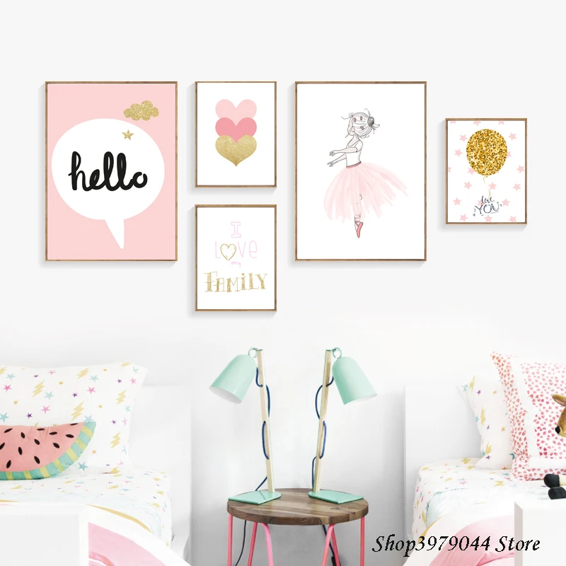 Us 2 8 43 Off Baby Room Poster Kids Wall Art Paintings Cartoon Canvas Painting Pink Heart Pictures S Decor Unframed In Us 2 8 43 Off Baby Room Poster Kids Wall Art Paintings Cartoon Canvas Painting Pink Heart Pictures S Decor Unframed In