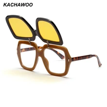 Kachawoo, желтые Квадратные Солнцезащитные очки, мужские, Ретро стиль, черный, красный цвет, модные, флип-ап, солнцезащитные очки для женщин, летние, пляжные,, UV400