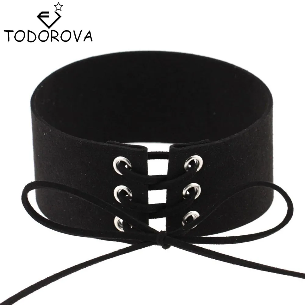 

Todorova 2017 New Wide Black Velvet Choker Necklace Belt Chokers Necklaces Tied Pink Chocker collares collier ras du cou