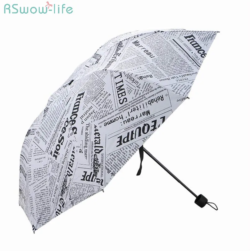 

Creative All-Weather Umbrella Retro Newspaper Three Folding Sunshade Umbrella Non-automatic Umbrella Three-Folding Umbrella M