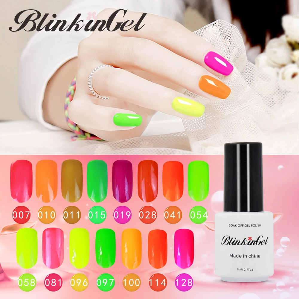BlinkinGel разноцветный Блестящий Гель лак для ногтей неоновый простой УФ акриловый
