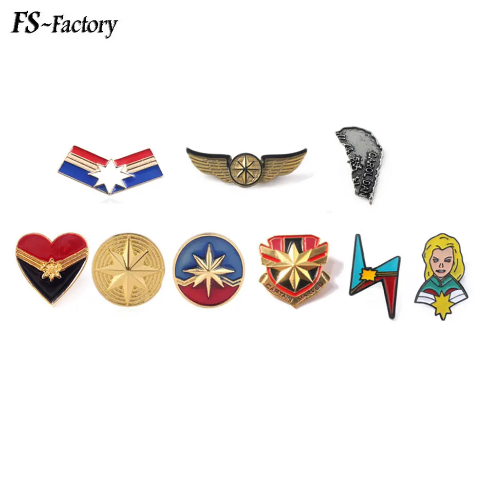 

Avengers 4 Endgame Captain Marvel Pins Brooches Carol Danvers Logo Badge Brooch for Women Men Lapel Pin Jewelry Gift