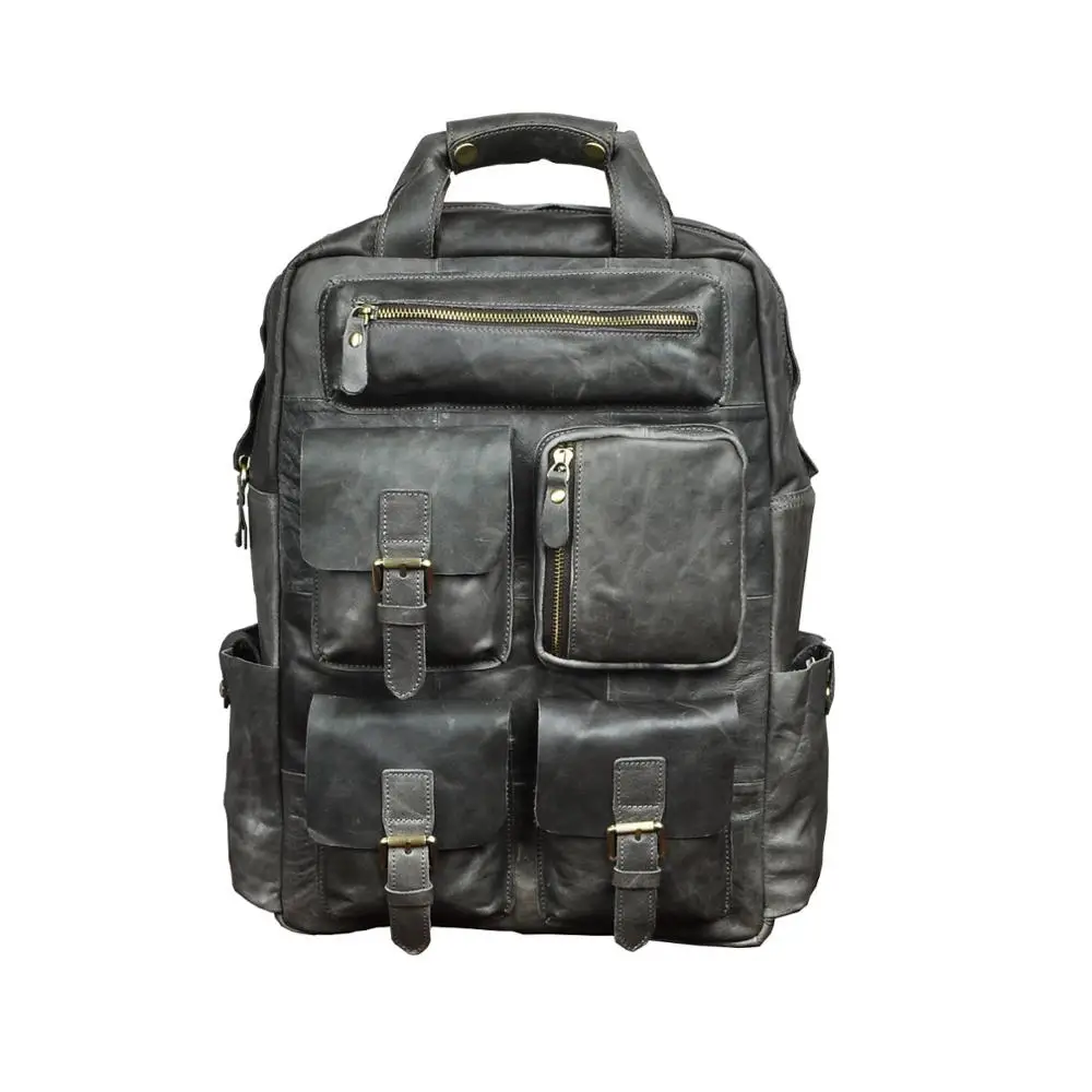 Мужская оригинальная кожаная модная сумка для путешествий, Университетская школьная сумка, дизайнерский мужской черный рюкзак, Студенческая сумка для ноутбука 1170-b - Цвет: grey