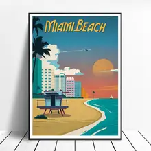 VINTAGE MIAMI BEACH pintura lienzo póster pared arte cuadros para sala de estar decoración del hogar sin marco