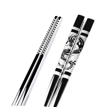 

Stainless Steel Black Dragon Fishs Chopsticks Chinese Long Non-Slip Alloy Sushi Hashi Chop Sticks Set Chinese Gifts Tableware