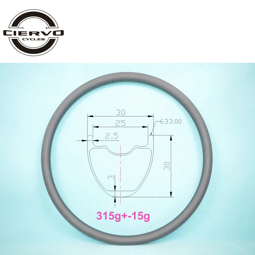 

315g 29er SUPER LIGHT MTB XC RACING 30mm x 30mm carbon rim clincher tubeless UD 3K 12K matte glossy 24 28 32 Holes