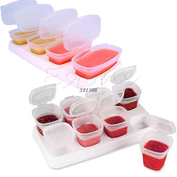 

8 Piece Baby Block Set Baby Food Containers Sprout Cups Reusable Stackable Storage Cups with Tray A20071