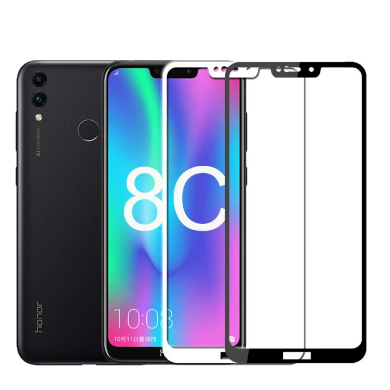 

9D Tempered Glass For Huawei Honor 8C Full Cover Screen Protector On HUAWEI Honor 8C Honor8C HD Clear Protective Glass Film