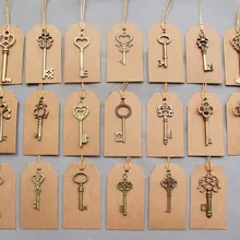 Смешанные 40 шт антикварные бронзовые винтажные ключи и 40 шт крафт-бирки Свадебные ключи с каркасом очаровательные старые модные ключи Свадебные сувениры