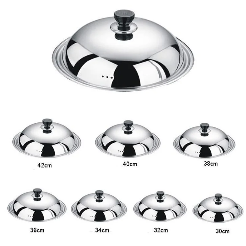 

Joyclad Vintage Stainless Steel Pan Lid Size 32-42cm Wok Cap Universal Kitchen Cookware Accessories Pot Cover Lids