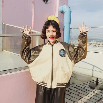 

Autumn Bomber Jacket Women 2018 Embroidery Harajuku Plus Size Harajuku Coat Streetwear Hip Hop Fall Baseball Jacket Women 50B099