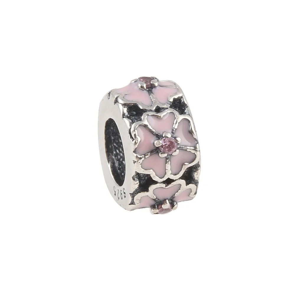 

ZMZY Fit Pandora Bracelet 925 Sterling Silver Charms Pink Primrose Meadow Beads