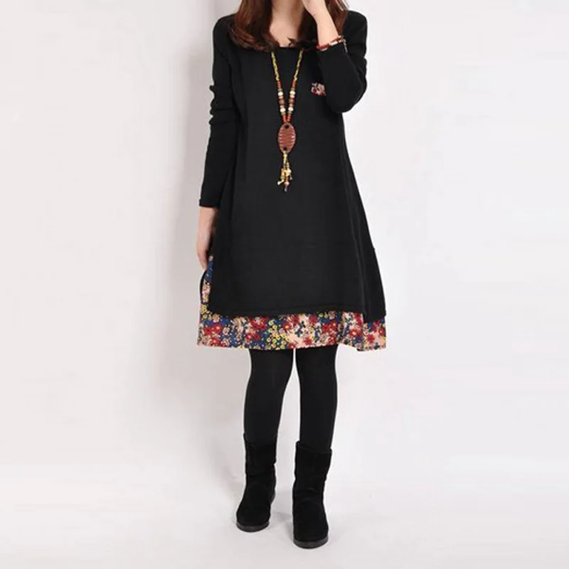 

Dress For Pregnant Women Casual Loose Plus Size Maternity Clothing Vintage Floral Print Midi Dresses Long Sleeve Autumn Vestidos
