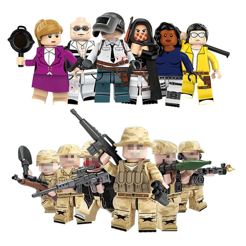 

Legoing Military Series PUBG WW2 Gather World War 2 Guns Base Army Soldiers Figures Blocks Toys Compatible LEGOings Weapon Sets