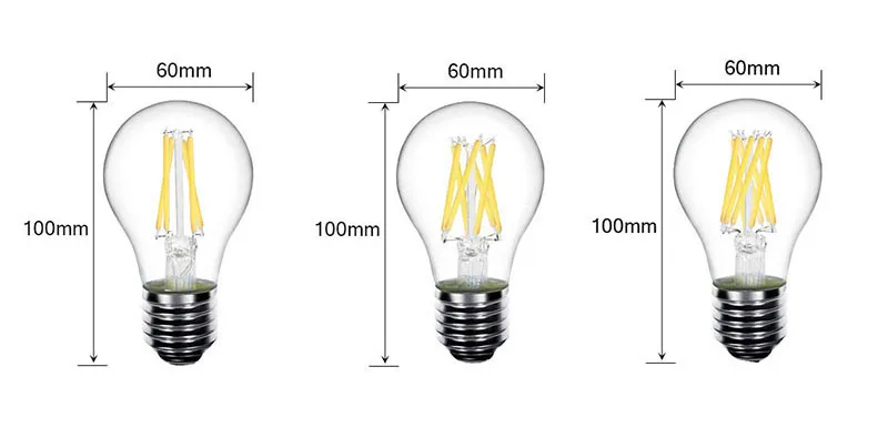 Светодиодный ламп накаливания E14 220 V люстры светодиодный лампы в форме свечи лампы 2 W 4 W 6 W 8 W E27 A60 Edison Лампа 220 V Античный Ретро винтажный колба стеклянная лампа