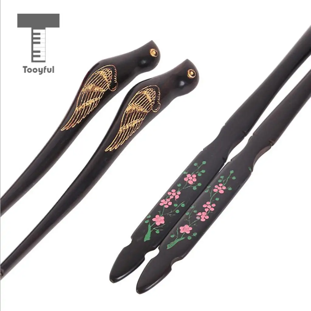 Tooyful Exquisite 1 Pair Ebony Dulcimer Hammer Mallets Sticks with 1x Storage Case Box Musical Instrument Parts