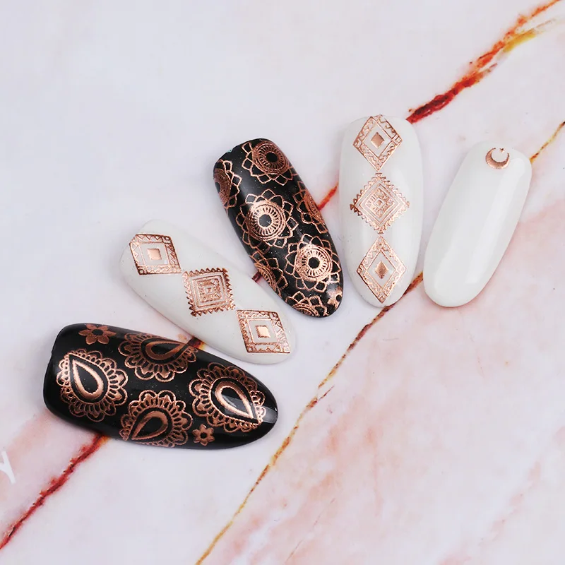 1 лист стикеры 3D на ногти Nail Art розовое золото этнический клей для накладных
