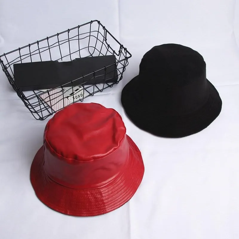 leatehr, одноцветная, теплая, с двух сторон, Панама, шляпа рыбака, шляпа от солнца, шапки для мужчин и женщин, 480 - Цвет: Красный