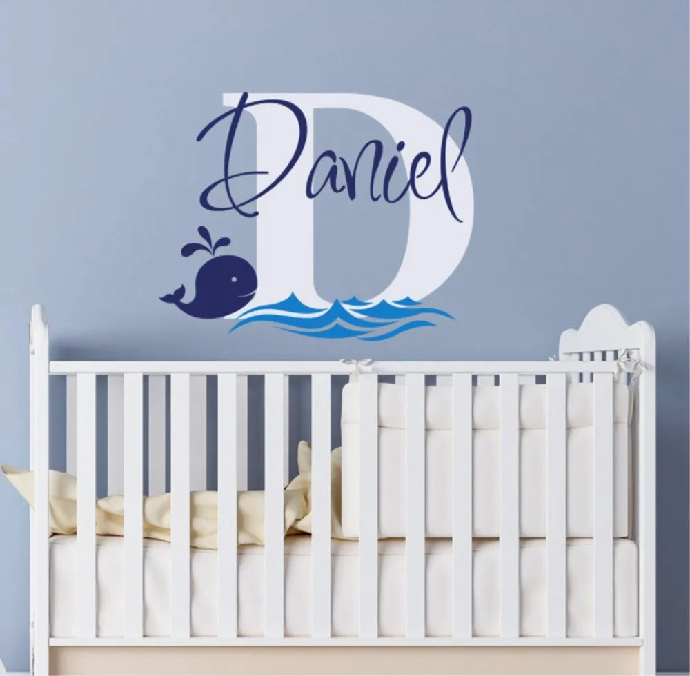 Whale Name Series Wall Decal Nursery Vinyl Sticker for Home Wall Decor 