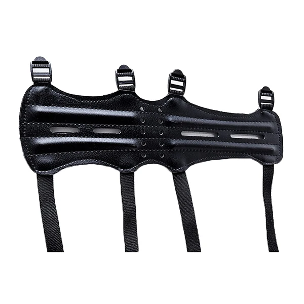 

Hot Black 3 Strap Leather Shooting Archery Arm Guard Protection Straps Guard Hunting, L