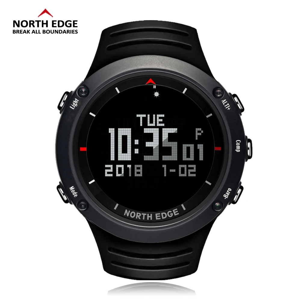 North Edge Men's Sport Digital Watch And Nylon Strap Set Running Swimming Waterproof 50M Altimeter Barometer Compass | Наручные часы