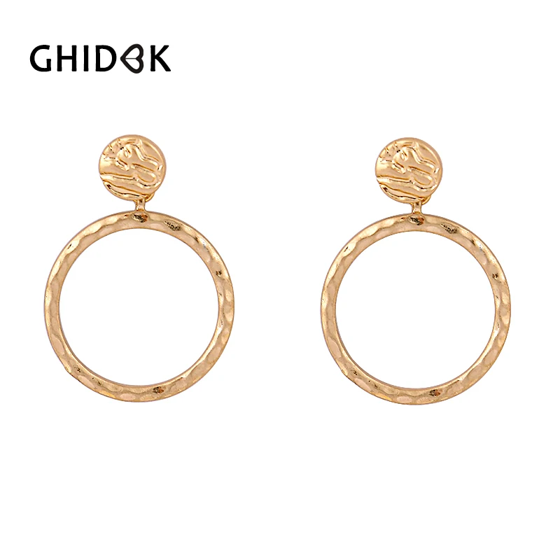 Женские богемные серьги кольца GHIDBK золотистые обручи с текстурой цыганского