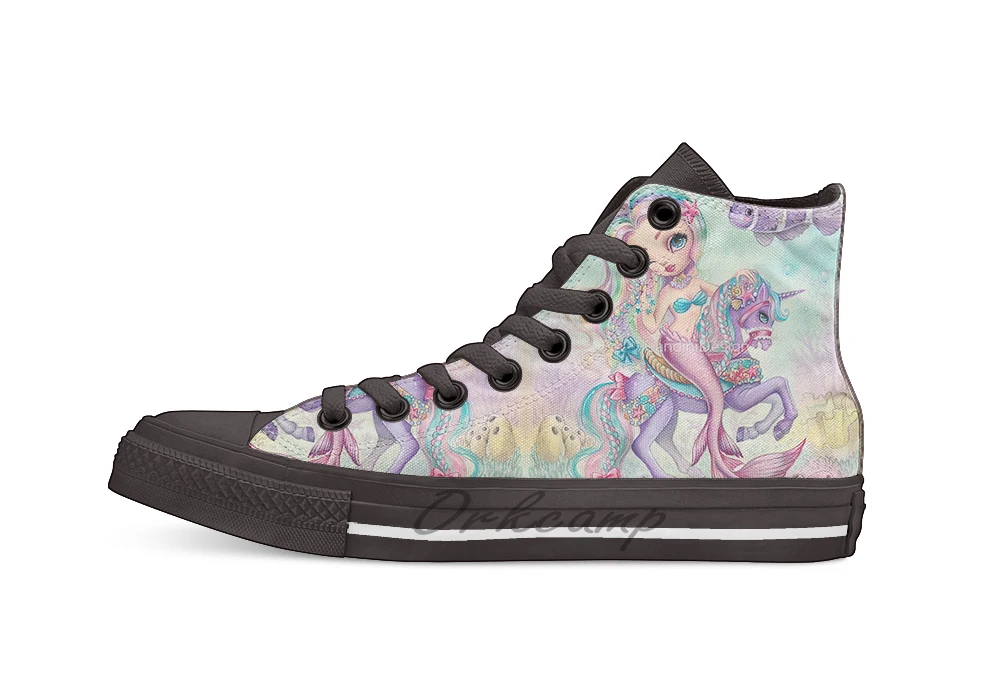 

Deep Sea Beauties Unisex High Top Canvas flat Casual Custom shoes Drop Shipping
