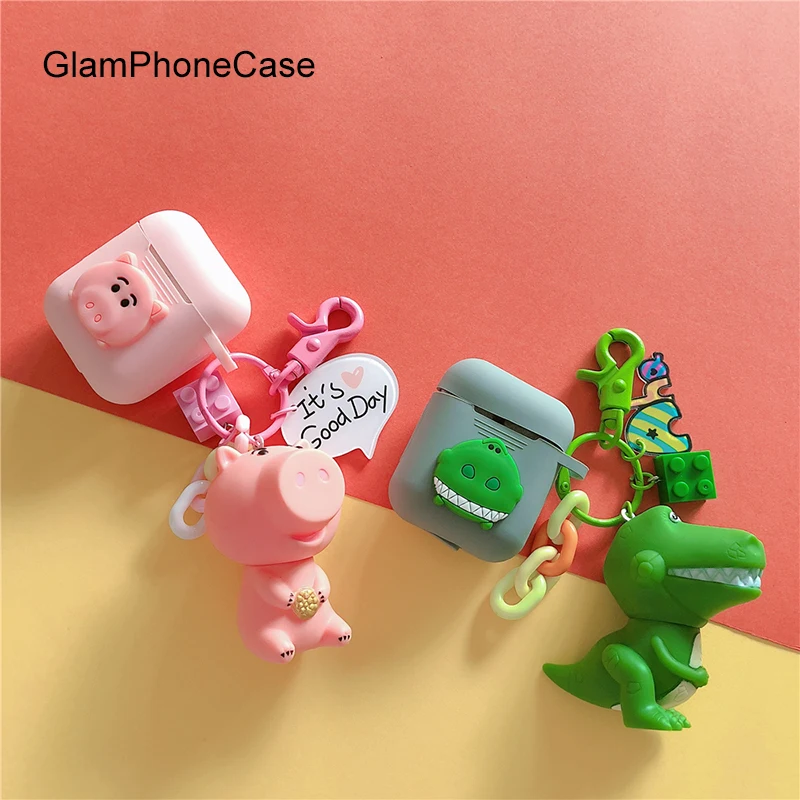 

GlamPhoneCase Cute Pig Dinosaur Airpods1/2 Generation Protective Cover Apple Wireless Bluetooth Headset Box