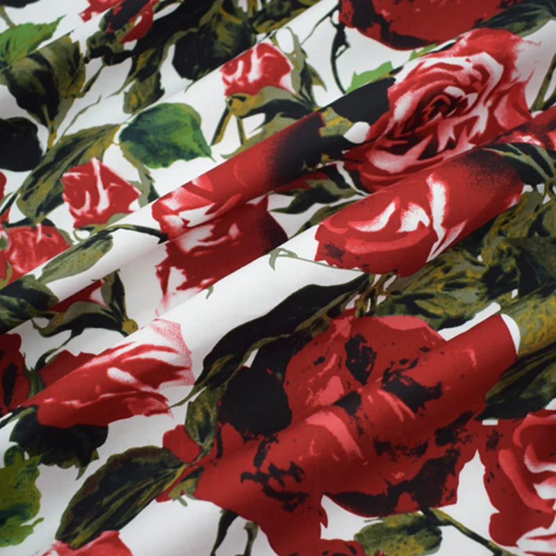 Rose Flower Printed Cotton Fabric Fashion Spandex Satin Fabrics Cheap Tissu au Metre Reactive Dyes Tecido 1 Rose Flower Printed Cotton Fabric Fashion Spandex Satin Fabrics Cheap Tissu au Metre Reactive Dyes Tecido 3