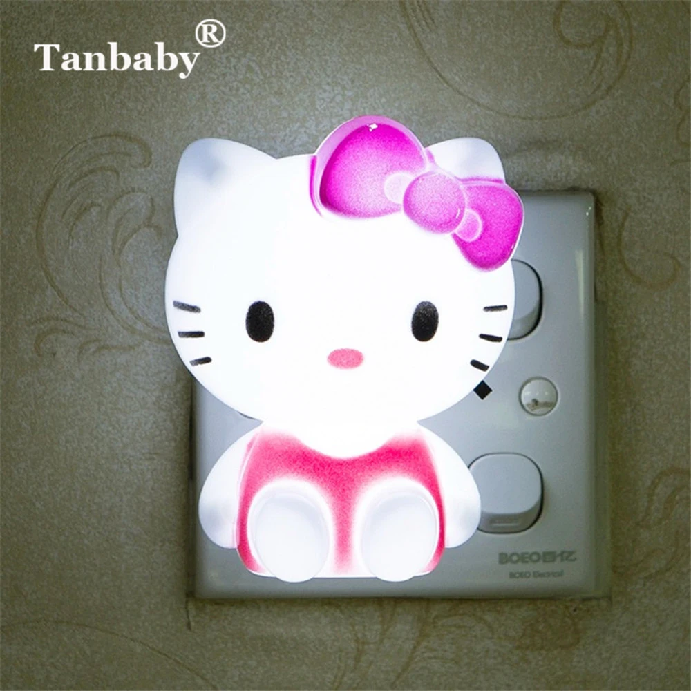 

Tanbaby Hello Kitty LED Night Light Cartoon Night Lamp With AC110V US/EU Plug Gifts For Kid/Baby/Children Bedroom Bedside Lamp
