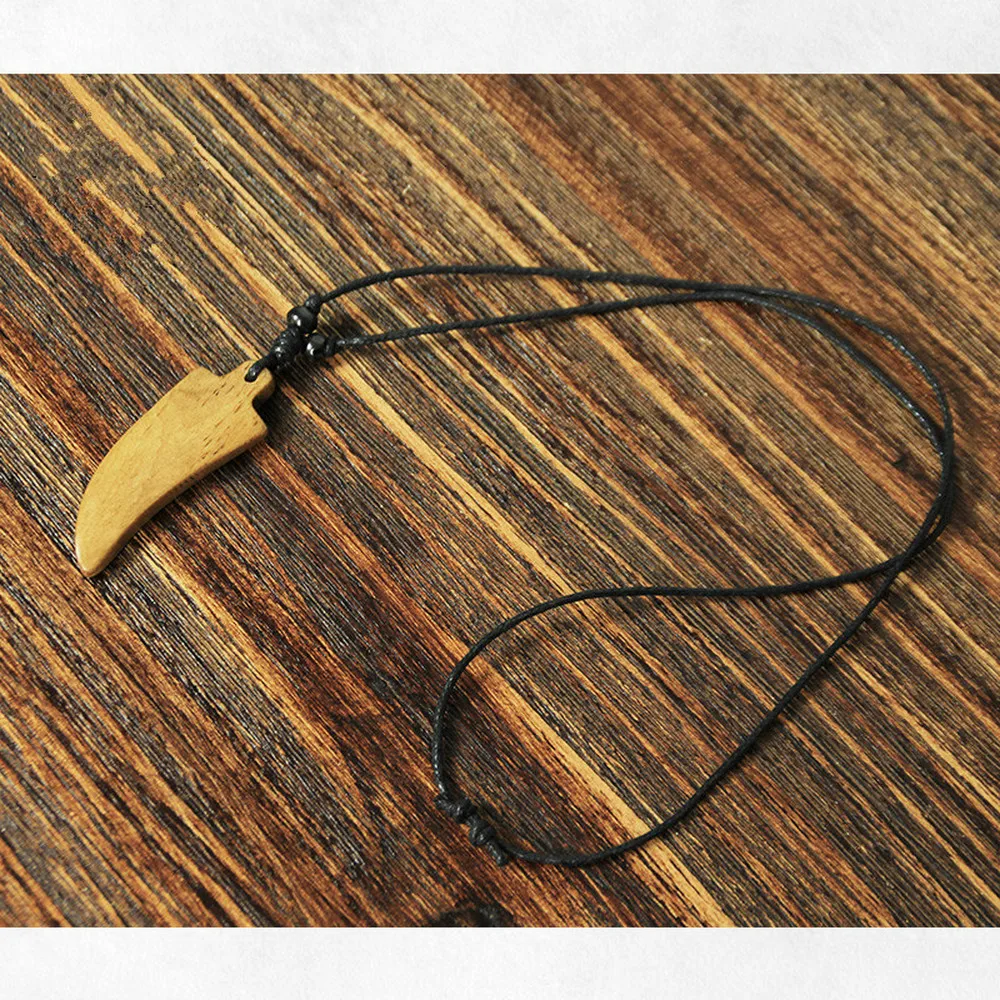 

Vintage Necklace Men's Simple Yak Bone Wood Wolf Toe Pendant Long Women's Accessories Original Handicraft
