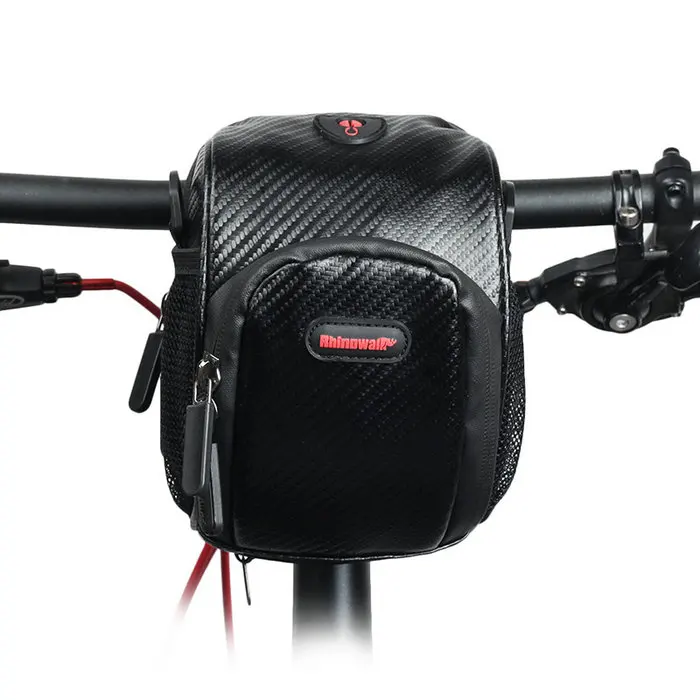 Сумка на руль велосипеда RHINOWALK, передняя непромокаемая сумка для электрического велосипеда, карманный наплечный пакет, держатель для телефона с дождевиком - Цвет: Carbon black