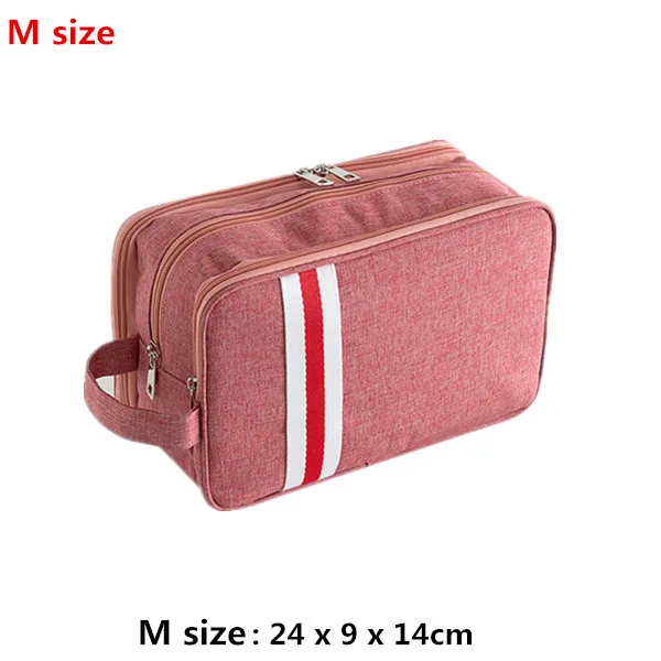 Мужская трехслойная косметичка для женщин, набор туалетных принадлежностей для путешествий, косметичка, большой косметический чехол, водонепроницаемый Органайзер, моющаяся сумочка - Цвет: M pink