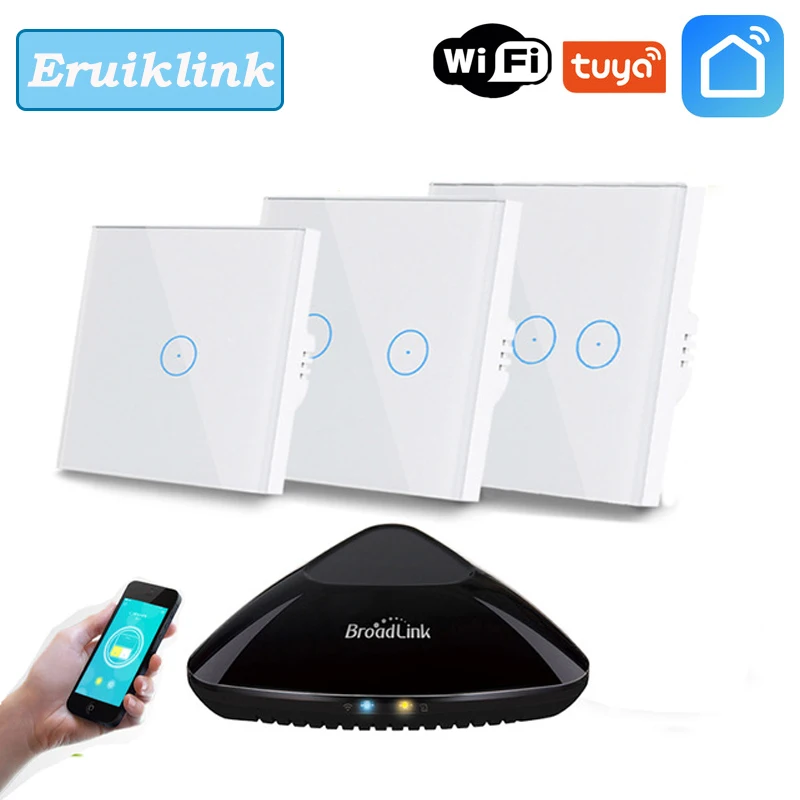  Eruiklink EU/UK Remote Switch Wifi Control Wireless Remote Light switchTouch Wall Switch Work With  - 33030459160