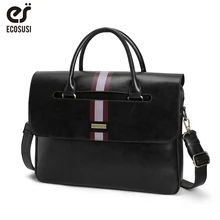 ECOSUSI, 15,6 дюймов, сумки на плечо для ноутбука, винтажные мужские портфели из искусственной кожи, деловые сумки-мессенджеры, сумки на плечо для компьютера