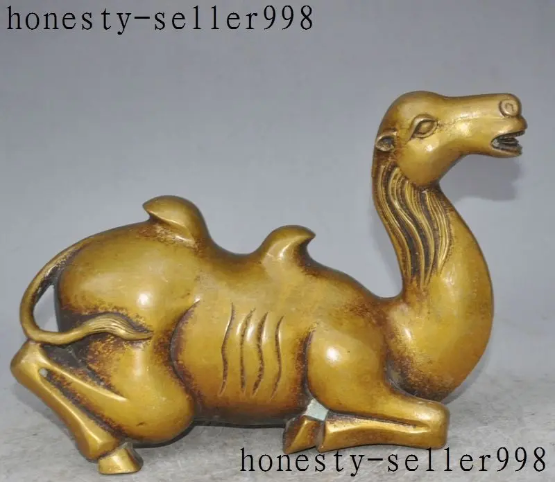 

Crafts statue 10"Old Chinese Fengshui bronze Auspicious llama Camel Animal Statue sculpture Statue