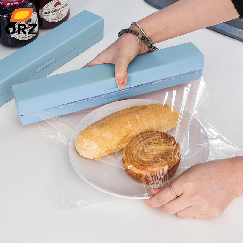 

ORZ Plastic Wrap Dispenser Kitchen Cling Food Wrap Cutter Dispenser Preservative Film Cutter Storage Holder Kitchen Accessories