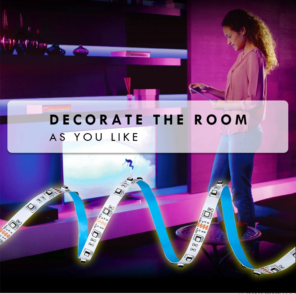 EeeToo Colorful Lamp Night Light LED DC 12V SMD 3535 Atmosphere Nightlight 60 120 LEDsm Diode Ribbon 4Pin RGB LED Strip Light (1)