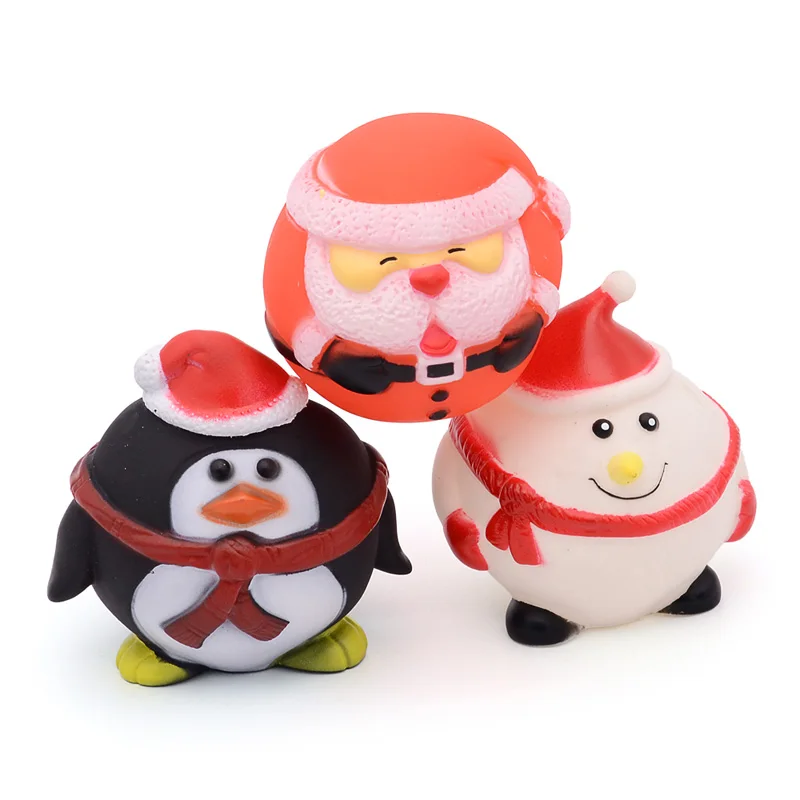 Christmas Dog Toy Chew Squeaky Funny Pet Toy 3 Shape Snowman Santa
