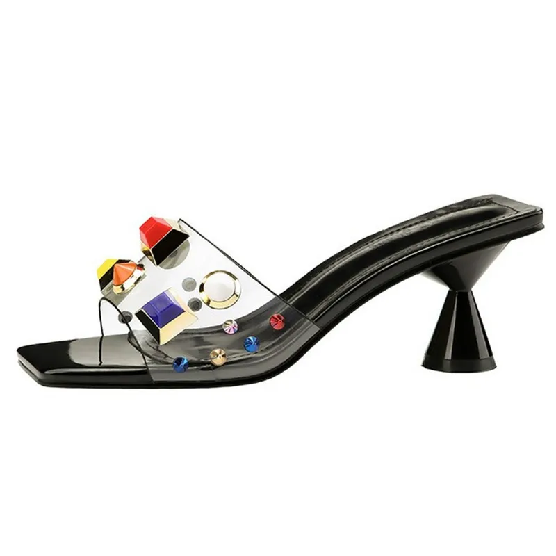 

Luxury sexy women's summer slippers Brand fashion high heel transparent slippers Outdoor temperament sandals 34-39 YC-80