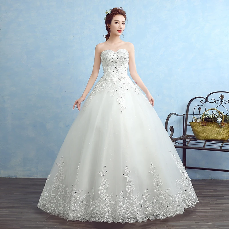 

2016 New Elegant Wedding Dresses White/Ivory Ball Gown Formal Dress Romantic Princess Sweetheart Vestido De Noiva Bridal Gown