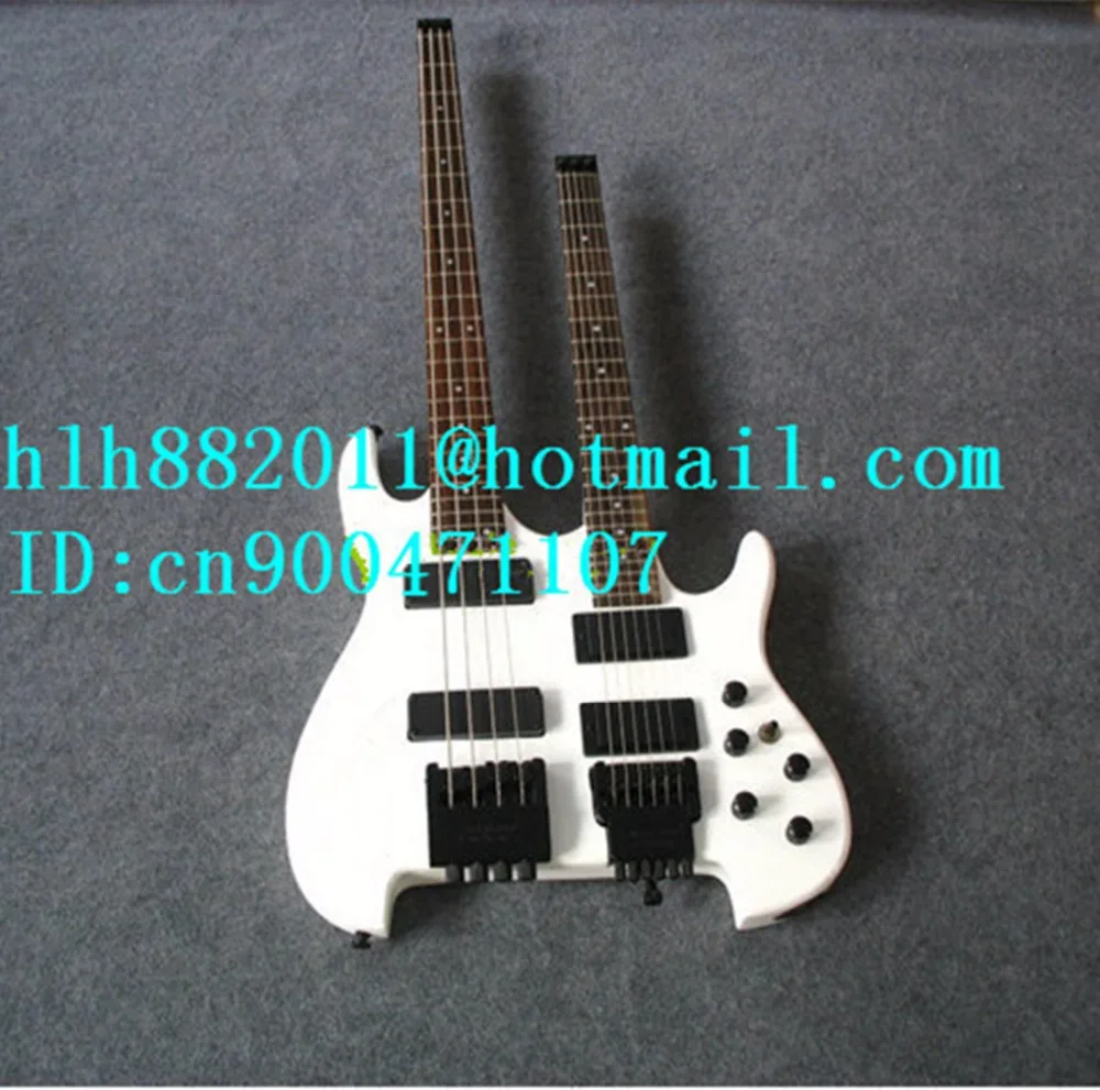 Двойной шеи целебный электрический бас и гитара в белом с палисандр гриф+ пенная коробка