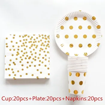 

60pcs Gilding High-end Disposable Tableware Set Gold Dots Paper Plates Cups Napkins Party Wedding Carnival Tableware Supplies